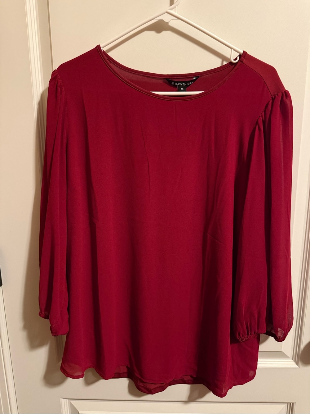 41 Hawthorn Burgundy Long-Sleeve Blouse - Picture 2 of 4